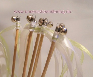 10 Wedding Wands mit Schellen Hochzeit Gäste Weddingwands grün