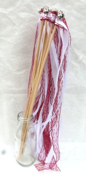 Wedding Wands mit Spitze bordeaux weiß - 10 Stück WW003