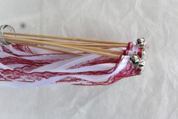 Wedding Wands mit Spitze bordeaux weiß - 10 Stück WW003