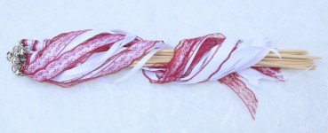 Wedding Wands mit Spitze bordeaux weiß - 10 Stück WW003
