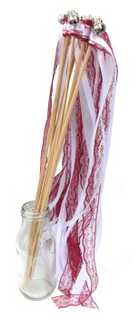 Wedding Wands mit Spitze bordeaux weiß - 10 Stück WW003