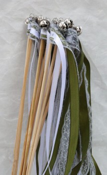 Wedding Wands mit Spitze grau oliv - 10 Stück
