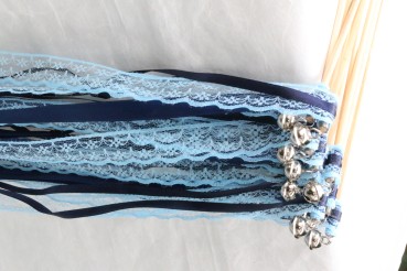 Wedding Wands mit Spitze hellblau dunkelblau - 10 Stück