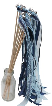Wedding Wands mit Spitze hellblau dunkelblau - 10 Stück