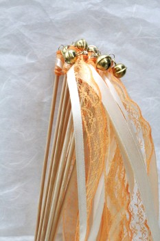 Wedding Wands mit Spitze orange creme - 10 Stück