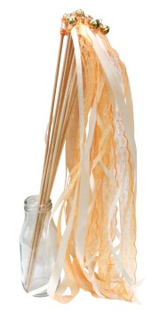 Wedding Wands mit Spitze orange creme - 10 Stück