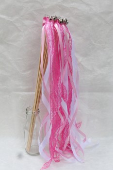 Wedding Wands mit Spitze pink rosa - 10 Stück