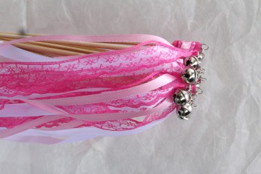 Wedding Wands mit Spitze pink rosa - 10 Stück