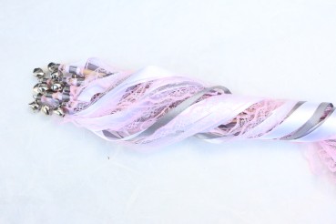 Wedding Wands mit Spitze rosa grau - 10 Stück