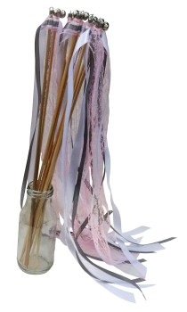 Wedding Wands mit Spitze rosa grau - 10 Stück