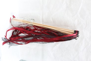 Wedding Wands mit Spitze schwarz bordeaux - 10 Stück