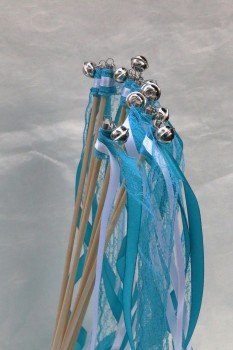 Wedding Wands mit Spitze türkis weiß - 10 Stück