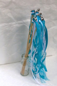 Wedding Wands mit Spitze türkis weiß - 10 Stück
