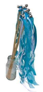 Wedding Wands mit Spitze türkis weiß - 10 Stück