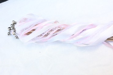 Wedding Wands mit Spitze weiß rosa - 10 Stück