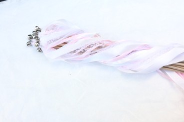 Wedding Wands mit Spitze weiß rosa - 10 Stück