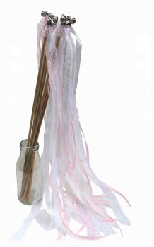 Wedding Wands mit Spitze weiß rosa - 10 Stück