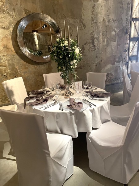 Vermietung von Musselin Stoff Servietten ca. 40 cm x 40 cm - Farbe taupe / 1,10 €