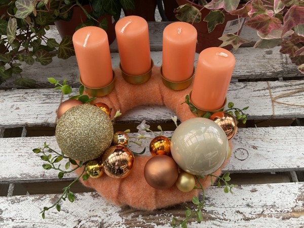 Adventskranz ADV2401 - orange, aprikot, gold