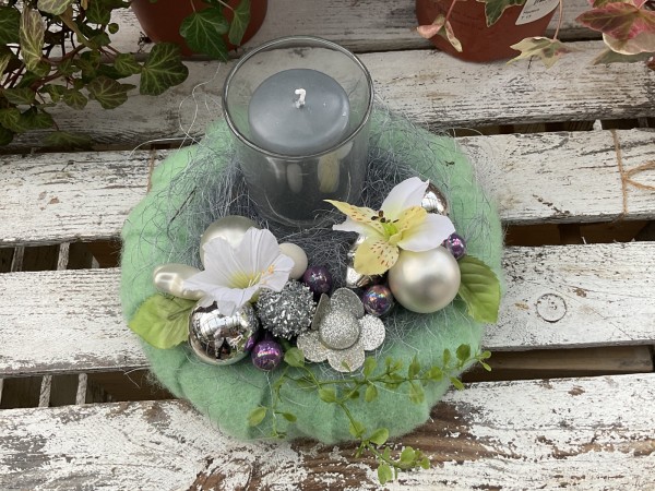 Adventskranz Adventsgesteck ADV2405 - mint, grau