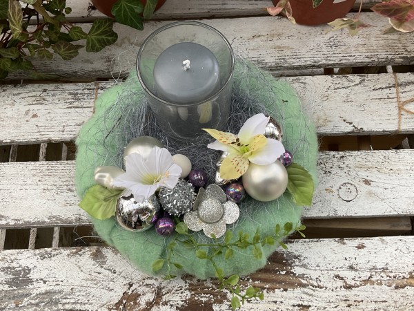 Adventskranz Adventsgesteck ADV2405 - mint, grau