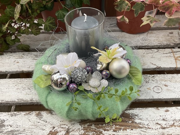 Adventskranz Adventsgesteck ADV2405 - mint, grau