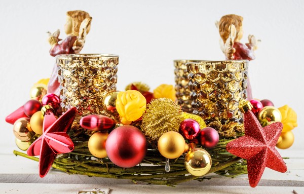 Adventskranz Engel ADV2101 - rot, gold, braun