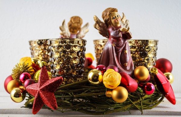 Adventskranz Engel ADV2101 - rot, gold, braun
