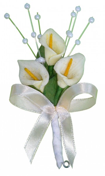 Gästeanstecker " Cleo " zur Hochzeit im 10er Set AS0009 - Calla, creme, weiß, grün