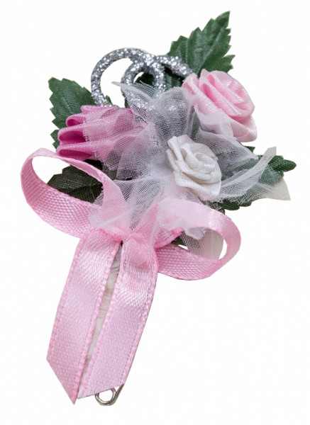 Gästeanstecker " Kim " zur Hochzeit im 10er Set AS0012 - rosa, pink, weiß