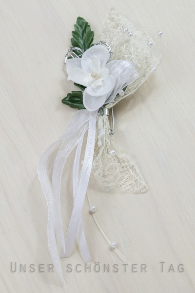 Anstecker "Doris" zur Hochzeit AS0018 Orchidee - weiß