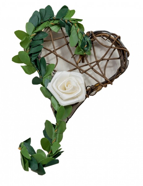 Gästeanstecker "Vroni" zur Hochzeit im 10er Set AS0039 Rebenherz - creme, braun
