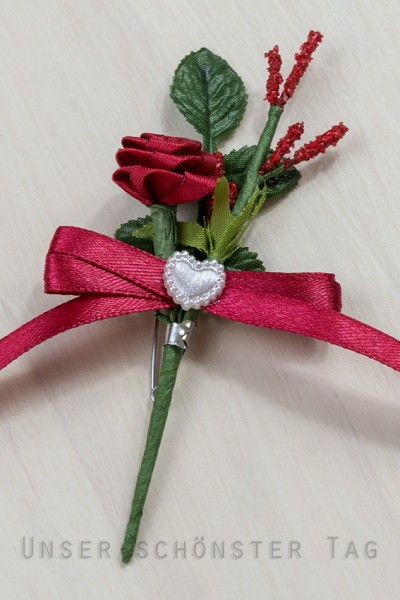 Gästeanstecker "Tamara" zur Hochzeit AS0060 bordeaux - 10 Stück Anstecker, Hochzeitsbüscherl