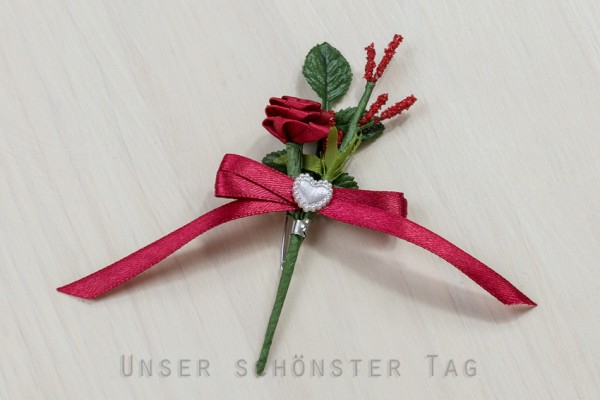 Gästeanstecker "Tamara" zur Hochzeit AS0060 bordeaux - 10 Stück Anstecker, Hochzeitsbüscherl
