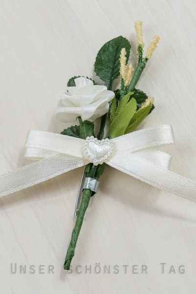 Gästeanstecker "Tamara" zur Hochzeit AS0060 creme - 10 Stück Anstecker, Hochzeitsbüscherl