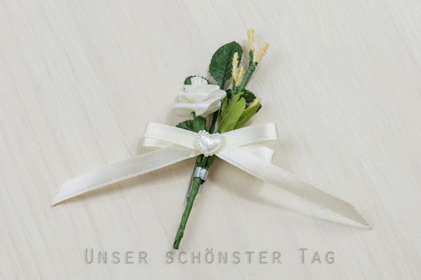 Gästeanstecker "Tamara" zur Hochzeit AS0060 creme - 10 Stück Anstecker, Hochzeitsbüscherl