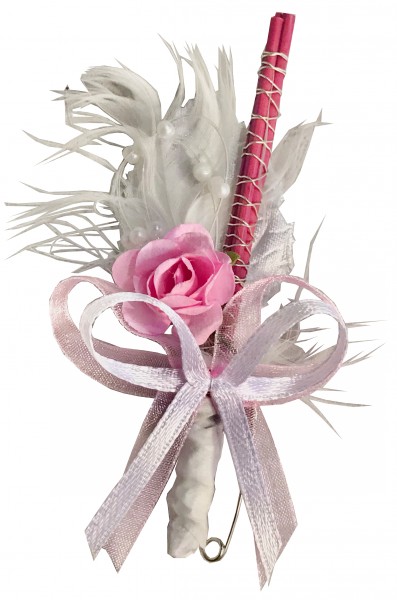 Hochzeitsanstecker "Federtraum" rosa 10 Stück AS0041 Gästeanstecker, Anstecker, Hochzeit