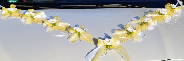 Autoschmuck " Lilly " AU0019 - gelb, weiß mit Margeriten