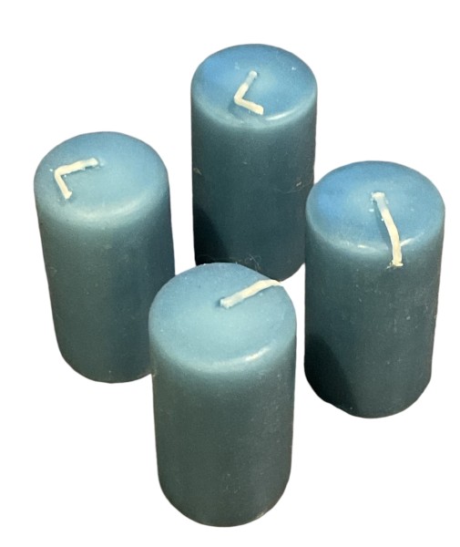 4 Kerzen 75mm x 40mm TÜRKIS / PETROL