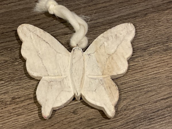 weißer Schmetterling aus Holz Anhänger  14 cm x 12 cm