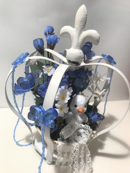 Shabby Chic Krone Lilie Frühlingsdeko mit Küken FD2102 blau