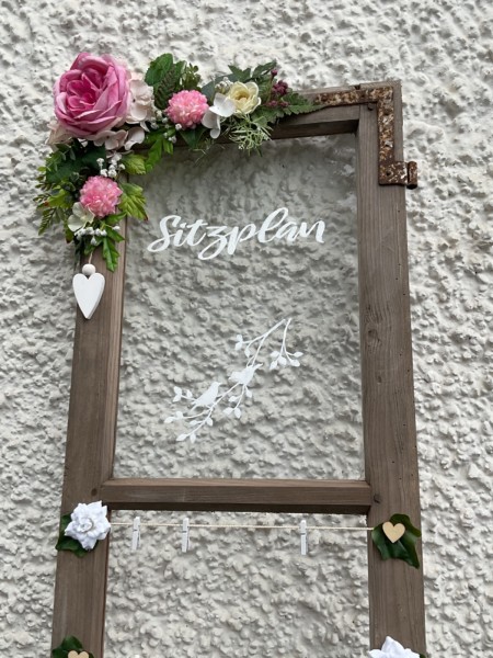 Fenster Vintage Deko HOCHZEIT Scheunenhochzeit SITZPLAN freie Trauung