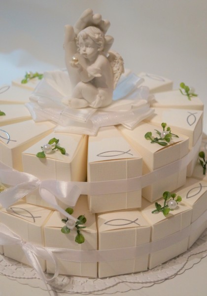2 stöckige schöne Gastgeschenke Torte Engel Taufe Geburt Kommunion GG0043