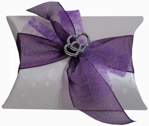Gastgeschenke Mandeln Doppel HERZ Hochzeit Taufe Kommunion Konfirmation GG0093 lila