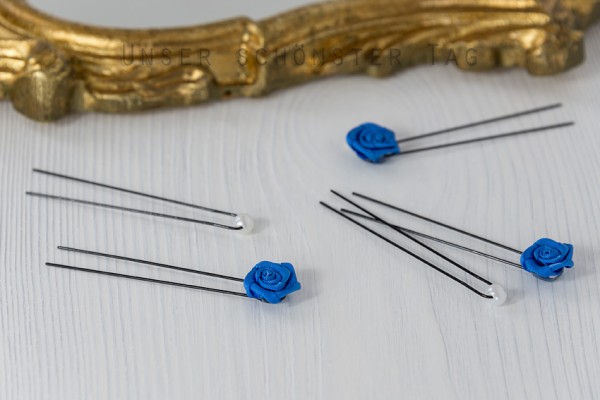 12x Haarnadeln Rosen & weisse Perlen HS005