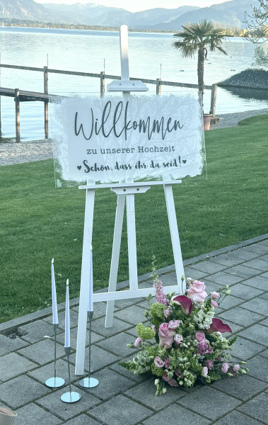 Herzlich Willkommen Schild & Staffelei zur Hochzeit mieten / 20 €