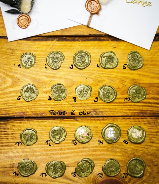 Wachssiegel selbstklebend 10er Set WASS009 - Motiv 9 Olivenzweig