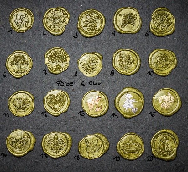 Wachssiegel selbstklebend 10er Set WASS009 - Motiv 9 Olivenzweig