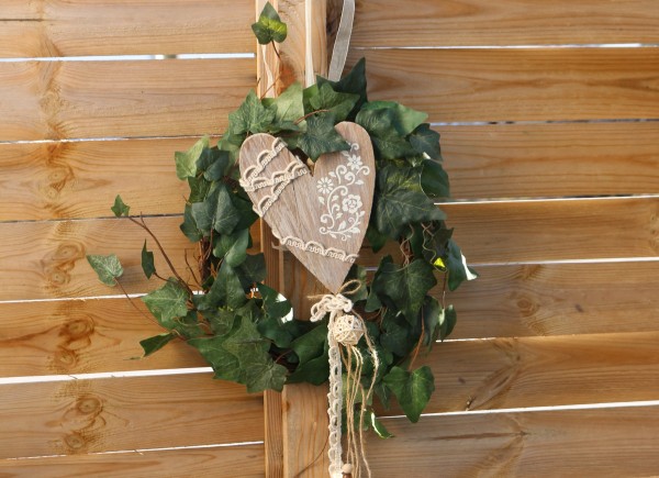 handmade ** schöner Türkranz Efeu mit Herz Hochzeit Dekoration