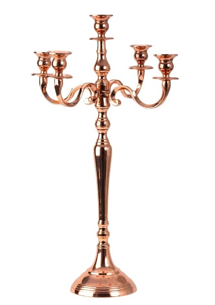 Vermietung von 5-armigem Kerzenleuchter Hochzeit - 60 cm roségold / 10€
